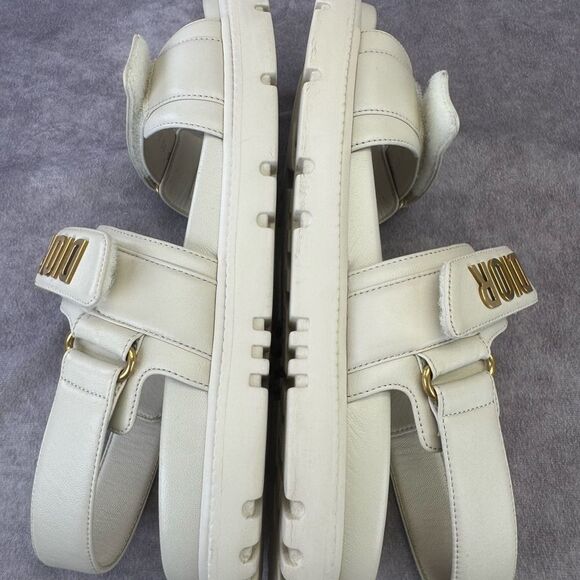 Authentic Dior Dioract Off White Sandals Gold Logo 39.5 - Picture 11 of 16